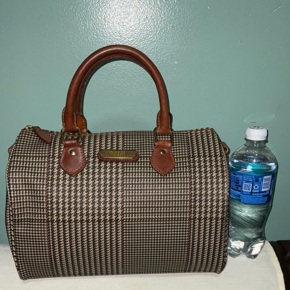 Polo Ralph Lauren Vintage Boston Duffel Top Handle Houndstooth Travel Bag - Picture 15 of 16